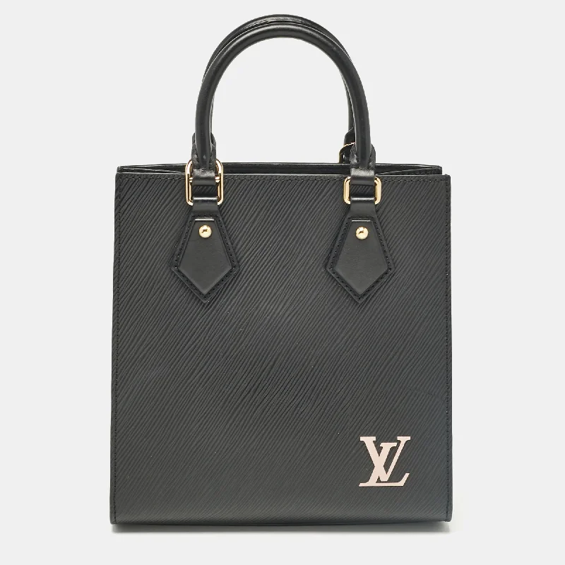 Handle bags with minimalist sleek silhouettes -Louis Vuitton Black Epi Leather Sac Plat Bb Bag