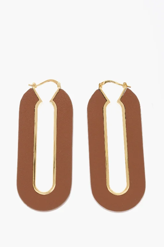 Diamond Drop Earrings for Luxury -Jil Sander Leather Precious Wildness Hoop Earrings