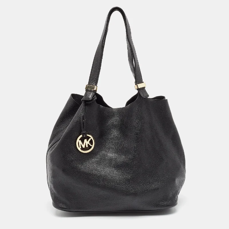 Handle bags with bright neons for visibility -Michael Kors Black Soft Leather Colgate Tote