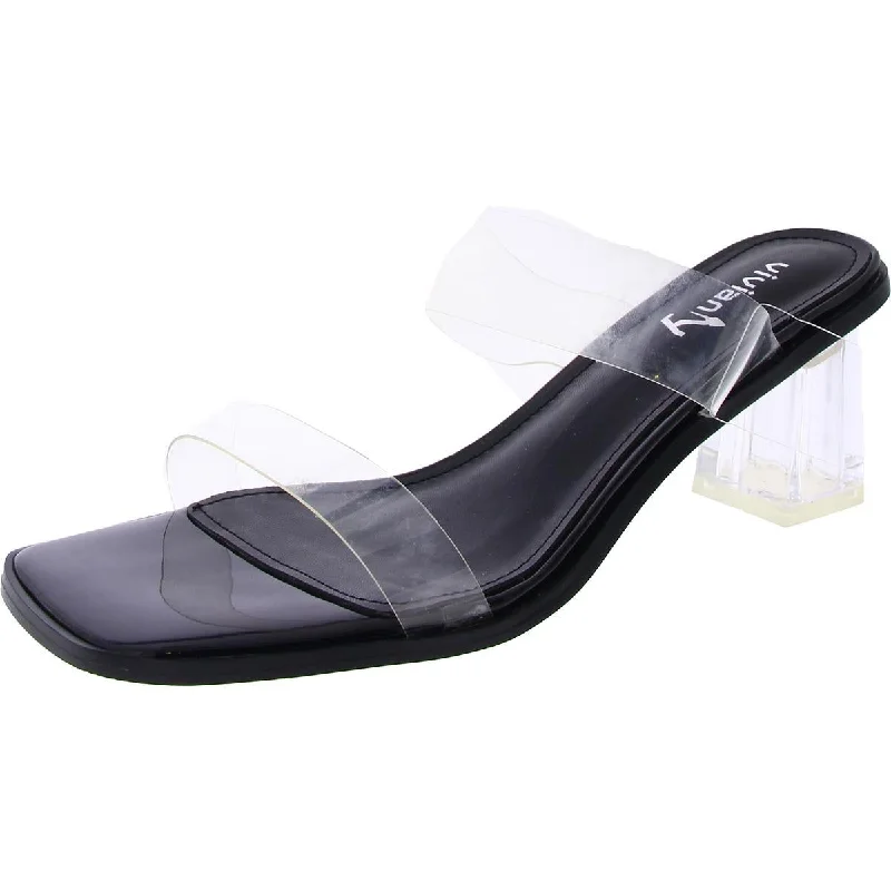 Stylish sandals for women with unique buckle details and flat design-Vivianly Womens Slip-On Open Toe Heels