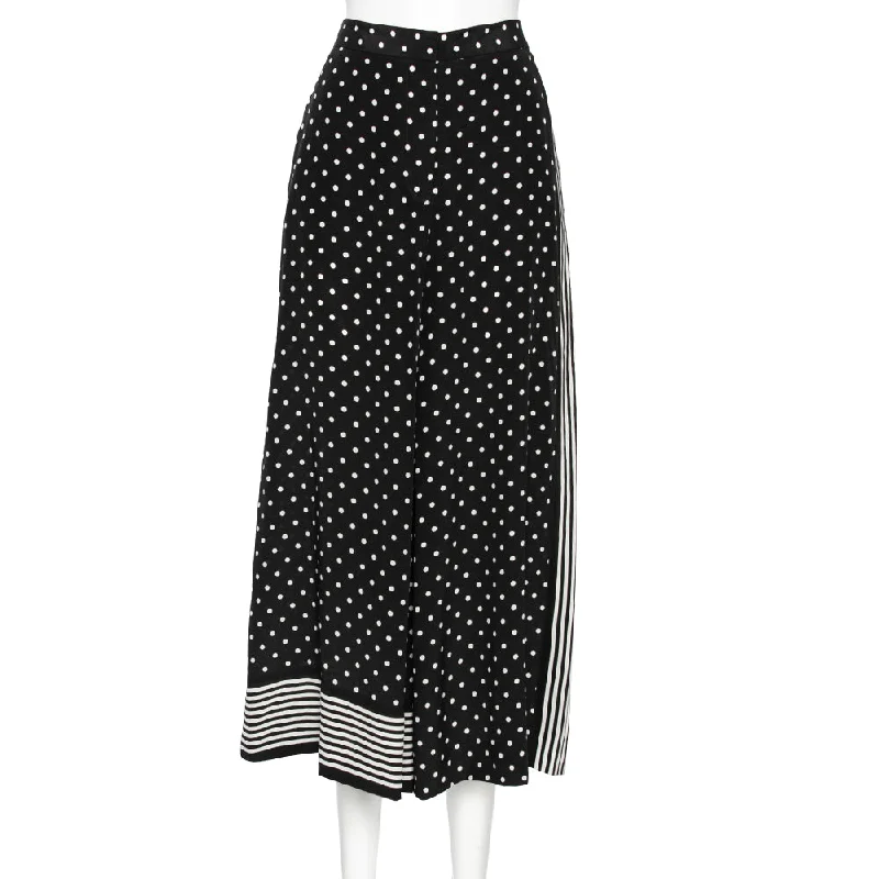 Handle bags with multi-color weaves for vibrancy -Stella Mccartney Monochrome Polka Dotted Silk Wide Leg Pants S