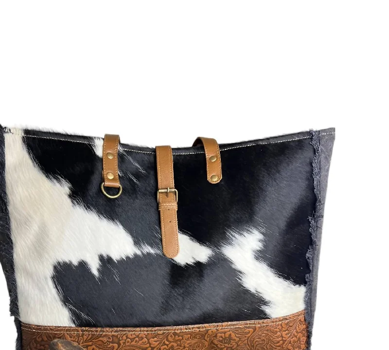 Handle bags with soft velvet for luxury -Cheyenne Weekender 4 Bag In Black/white/brown