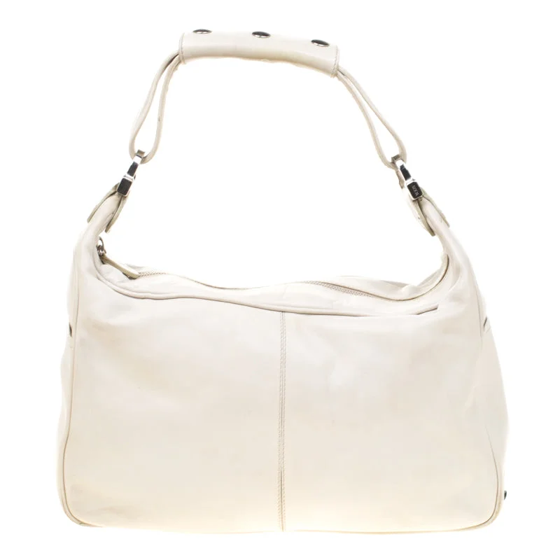 Handle bags with laptop sleeves for work -Tod's Off-White Leather Hobo