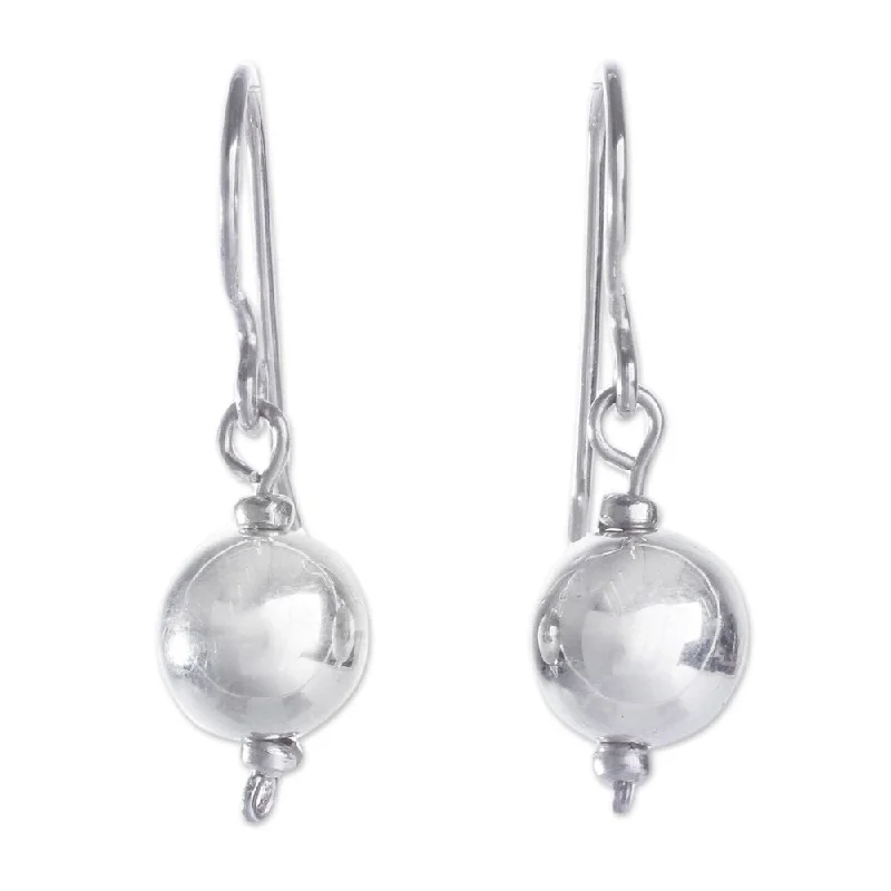 Drop Earrings with Matte Finish -Handmade Sterling Silver 'Eternal Moonlight' Earrings (Peru)