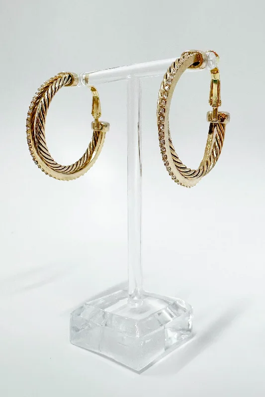 Lightweight Drop Earrings for All Day -Avani Twisted Crystal and Cable Hoop Earrings