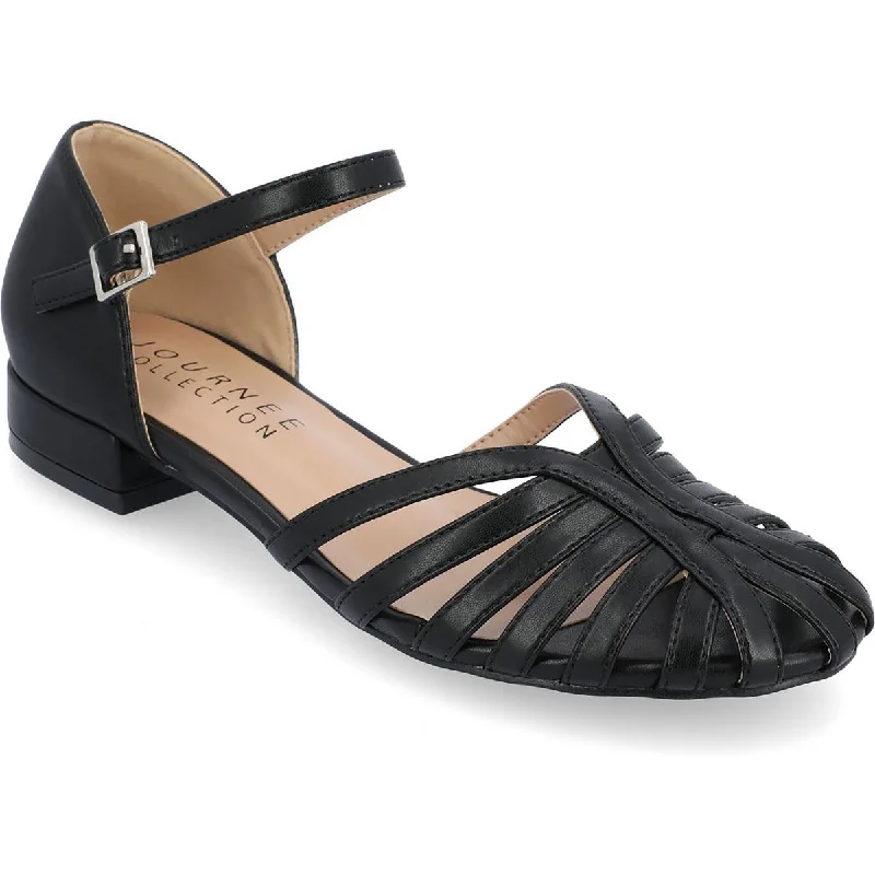 Comfortable sandals for women with foam footbed and velcro closure for ease-Journee Collection Womens MEGGS Leather Block Heels