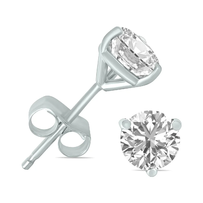 Floral Drop Earrings with Petals -Igi Certified 2 Carat Tw Lab Grown Diamond Martini Set Round Earrings In 14K White Gold