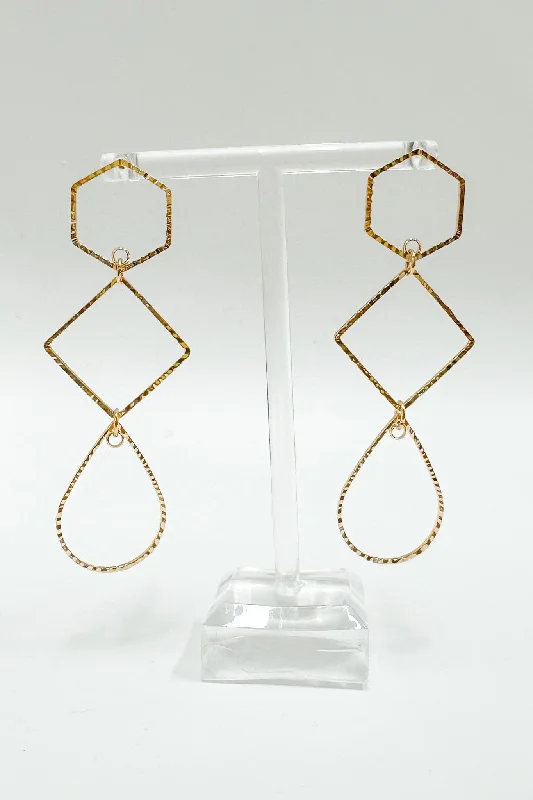 Drop Earrings for Office Wear -Falyne Geo Drop Hoop Earrings