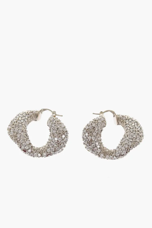 Drop Earrings with Filigree Work -Jil Sander Asymmetric Rhinestoned Hoop Earrings