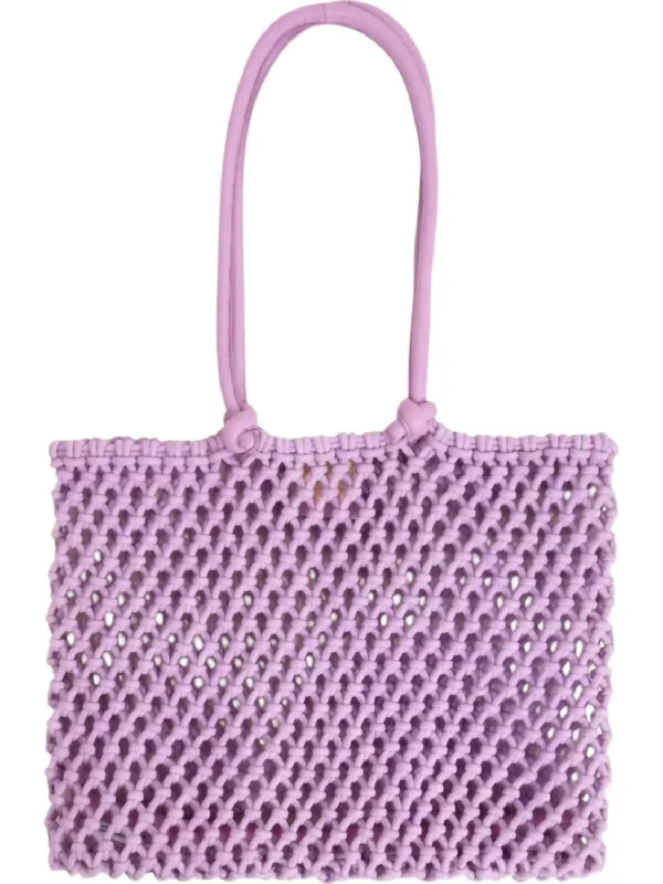 Handle bags with tie-dye patterns for fun -Women's Sandy Braided Rope Tote Bag In Lilac