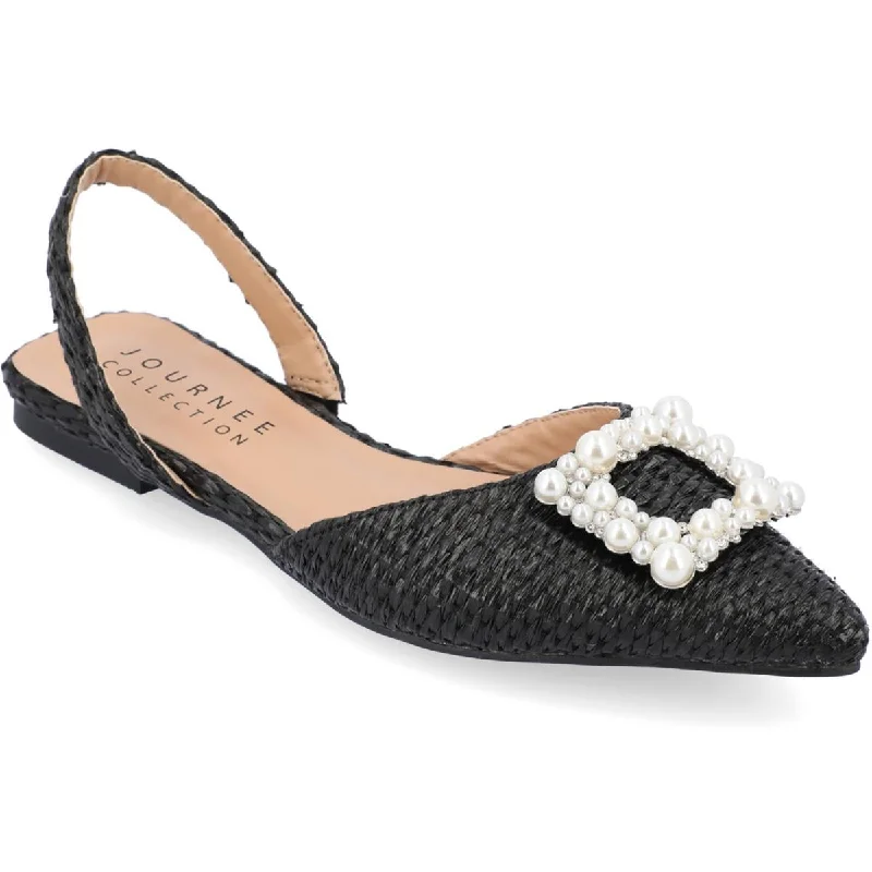 Comfortable sandals for women with Velcro straps and cushioned sole for everyday wear-Journee Collection Womens Hannae Embellished  Slingback Heels