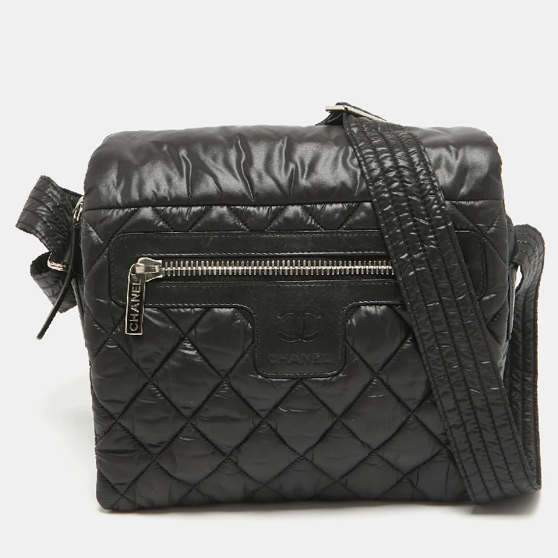 Handle bags with padded handles for comfort -Chanel Black Quilted Nylon Small Coco Cocoon Messenger Bag