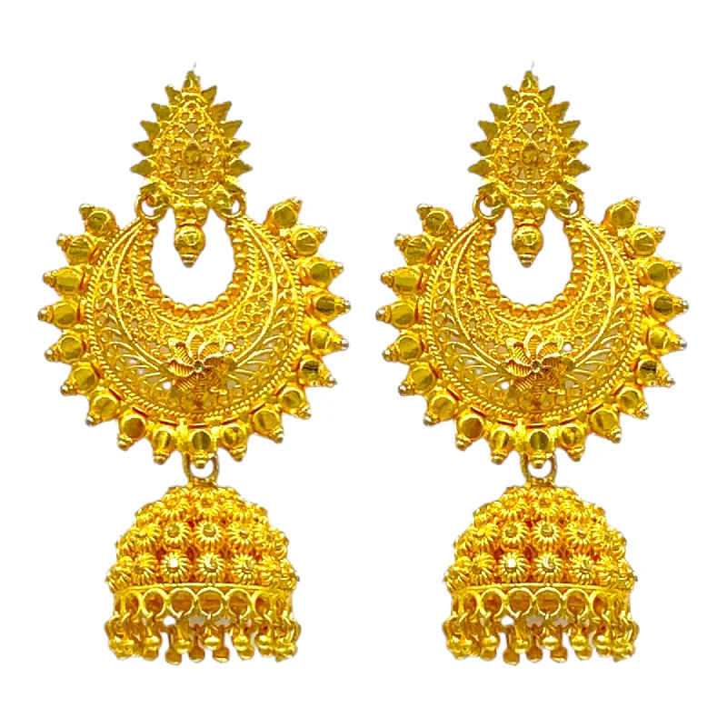 Retro Drop Earrings for Nostalgia -Gold traditional Chandbali Earrings