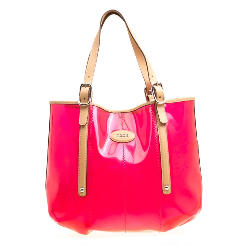 Handle bags with metallic finishes for shine -Tod's Red/beige Pvc And Leather Tote