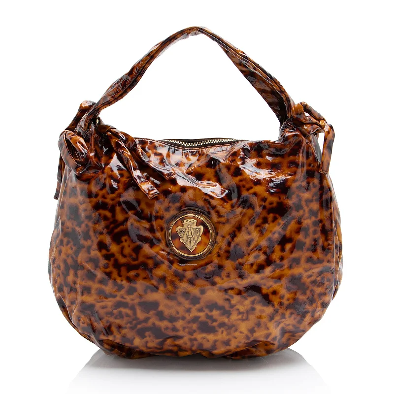 Handle bags with contrast stitching for detail -Gucci Patent Leather Hysteria Hobo