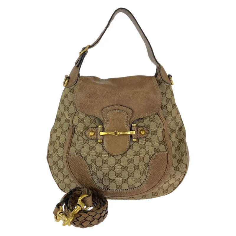 Quilted handle bags with stylish textured finish -Gucci Horsebit GG Canvas 2way Bag