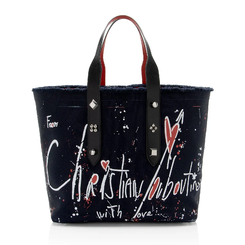 Handle bags with wide openings for access -Christian Louboutin Canvas Frangibus Tote