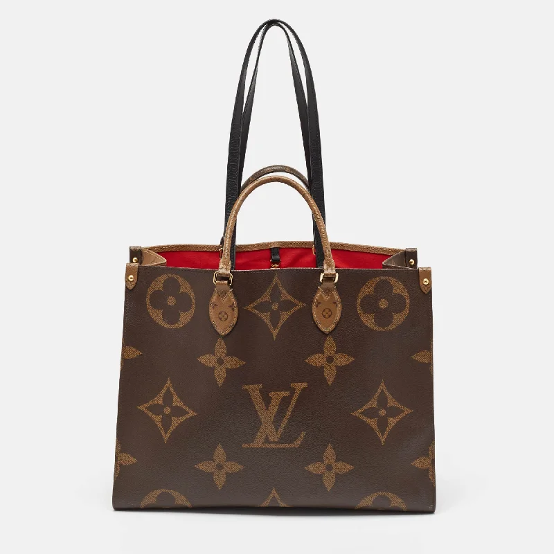 Leather handle bags for elegant daily carry -Louis Vuitton Monogram Reverse Giant Canvas Onthego Gm Bag