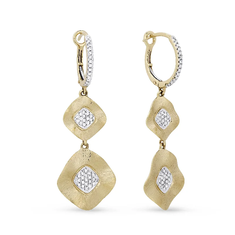 Drop Earrings for Office Wear -18" 0.20Ct White Diamond Drop/dangle Earrings In 14K Yellow Gold