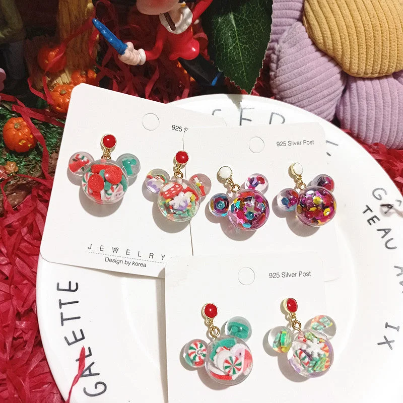 Drop Earrings with Etched Designs -Wholesale Christmas Series Hand-made Epoxy Soft Ceramic Cartoon Shaped Earrings