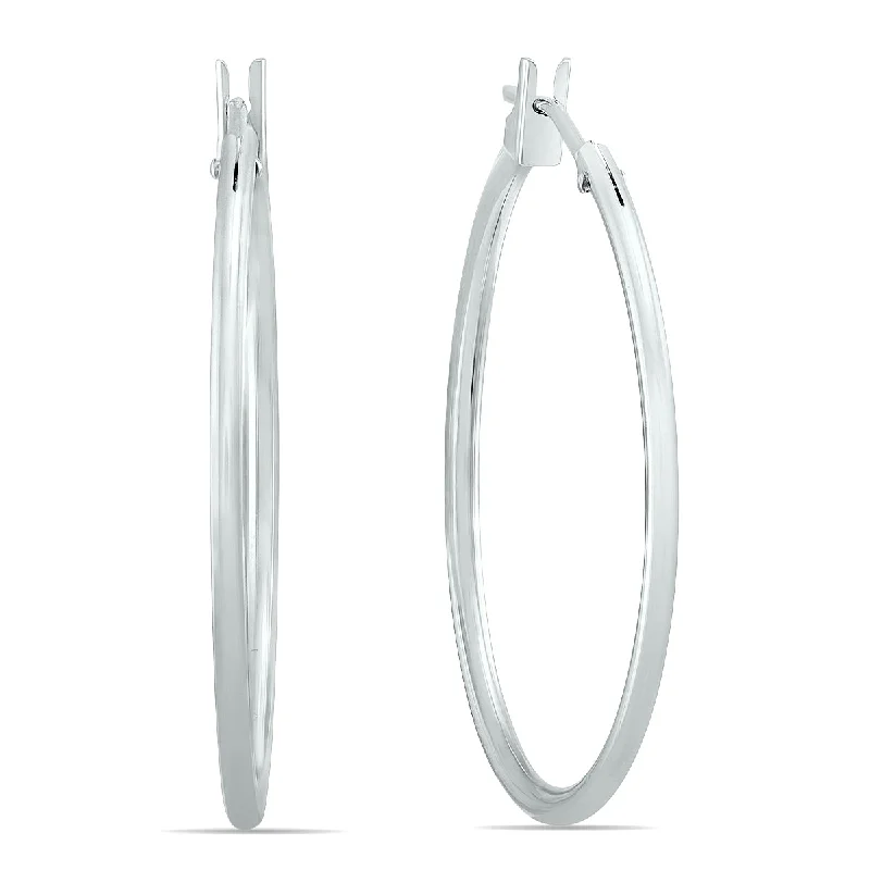 Drop Earrings for Concert Look -14K White Gold 25Mm Hoop Earrings 1.5Mm Gauges