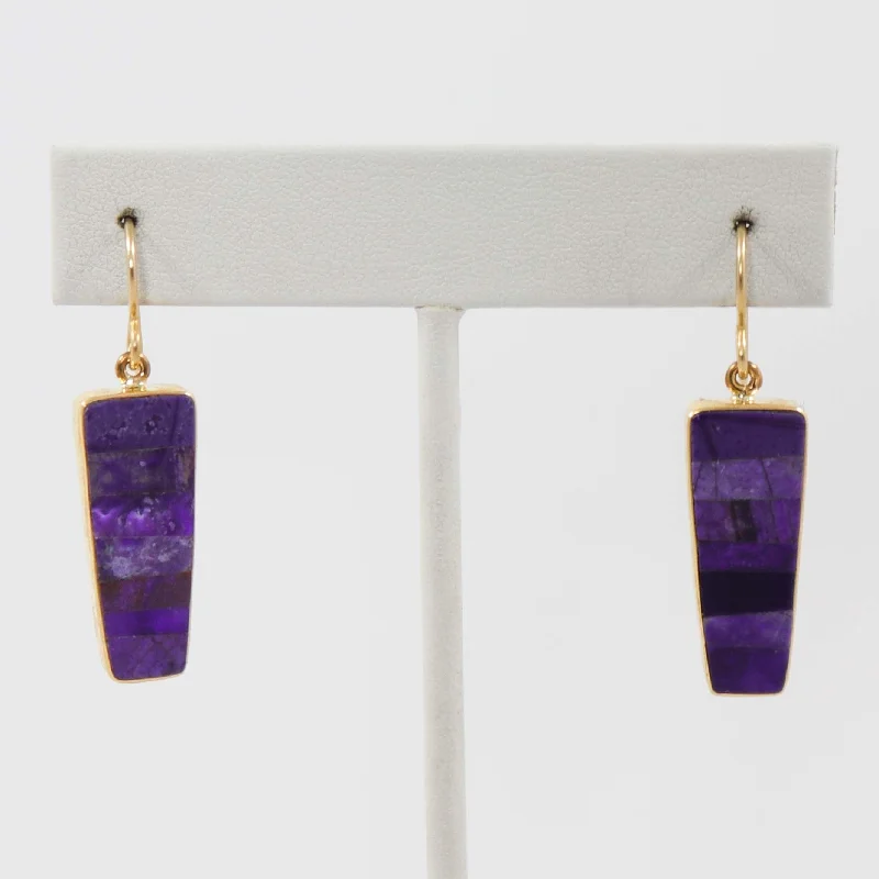 Square Drop Earrings for Modern -Sugilite Earrings