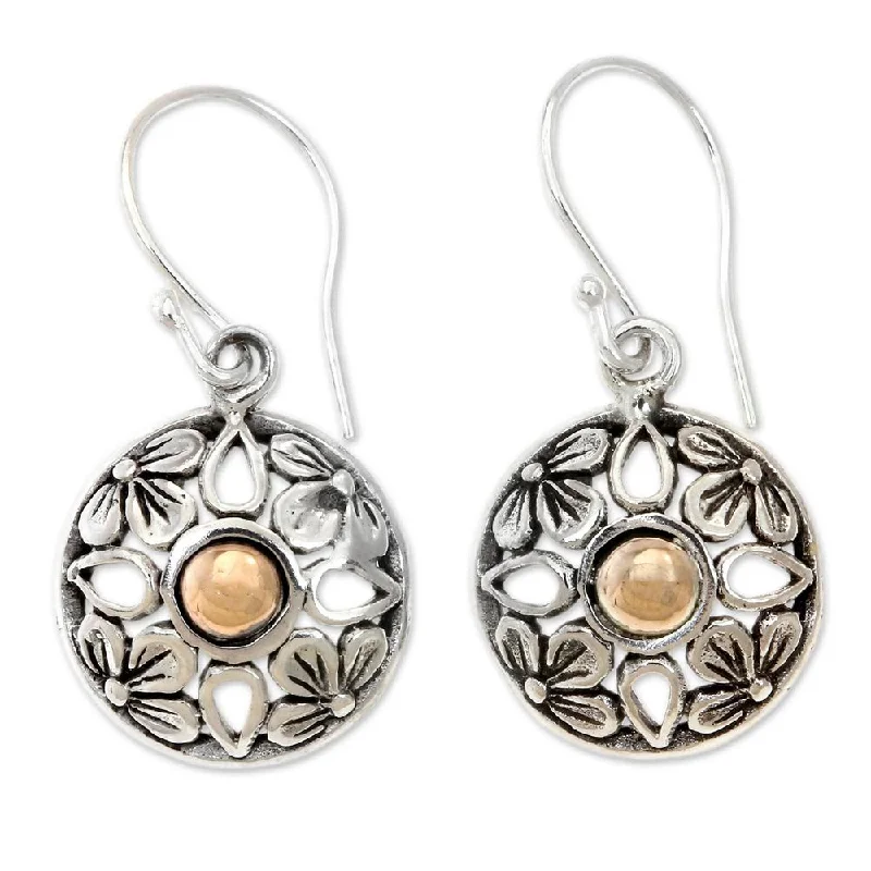 Drop Earrings for Fitness Activities -Gold Accent Sterling Silver Golden Plumeria' Earrings (Indonesia) - 1.1L*0.5W