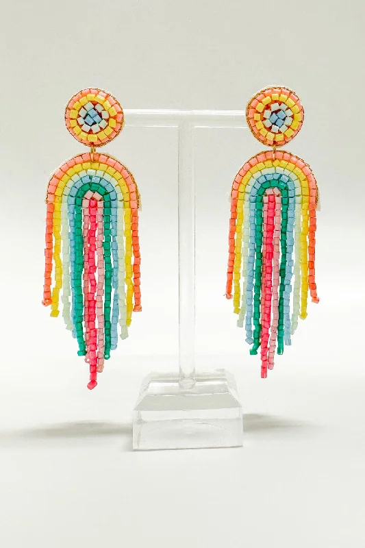 Drop Earrings for Shopping Trip -Obidos Beaded Rainbow Arch Drop Earrings - FINAL SALE