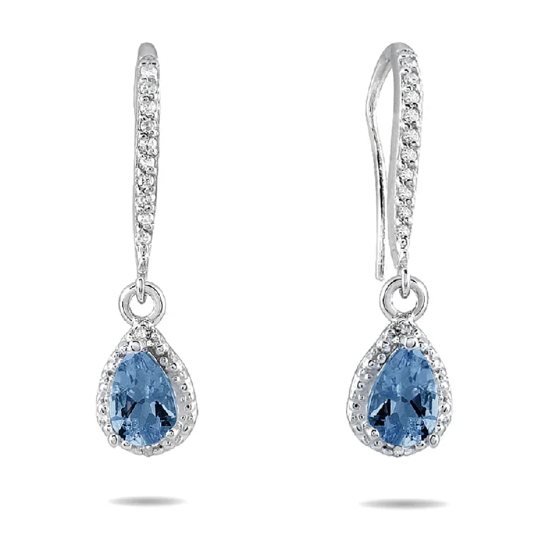 Gemstone and Diamond Drop Earrings for Opulence -Sapphire And Diamond Dangle Earrings In 10K White Gold