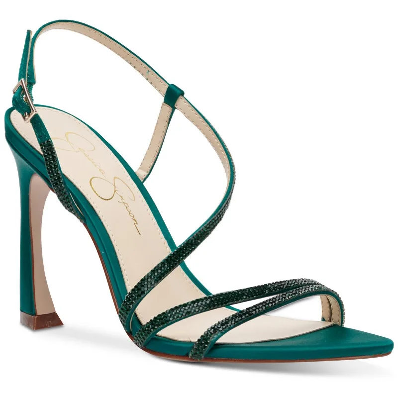 Stylish sandals for women with unique buckle details and flat design-Jessica Simpson Womens Pyine Satin Heels