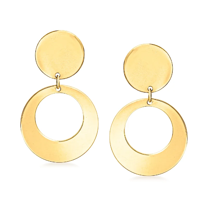 Drop Earrings for Bridesmaids Look -Ross-Simons Italian 14kt Yellow Gold Circle Drop Earrings