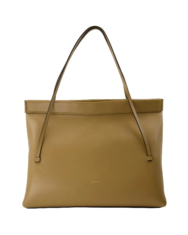 Handle bags with side pockets for organization -Joanna Bag Medium in Brown Leather