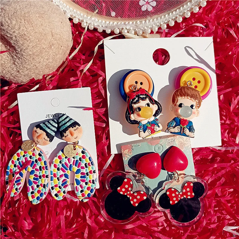 Drop Earrings for Yoga Session -Wholesale New Indian Doll Ethnic Style Funny Earrings Girl