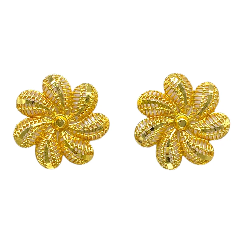 Studded Drop Earrings with Gemstones -Gold Floral Studded Design Earrings