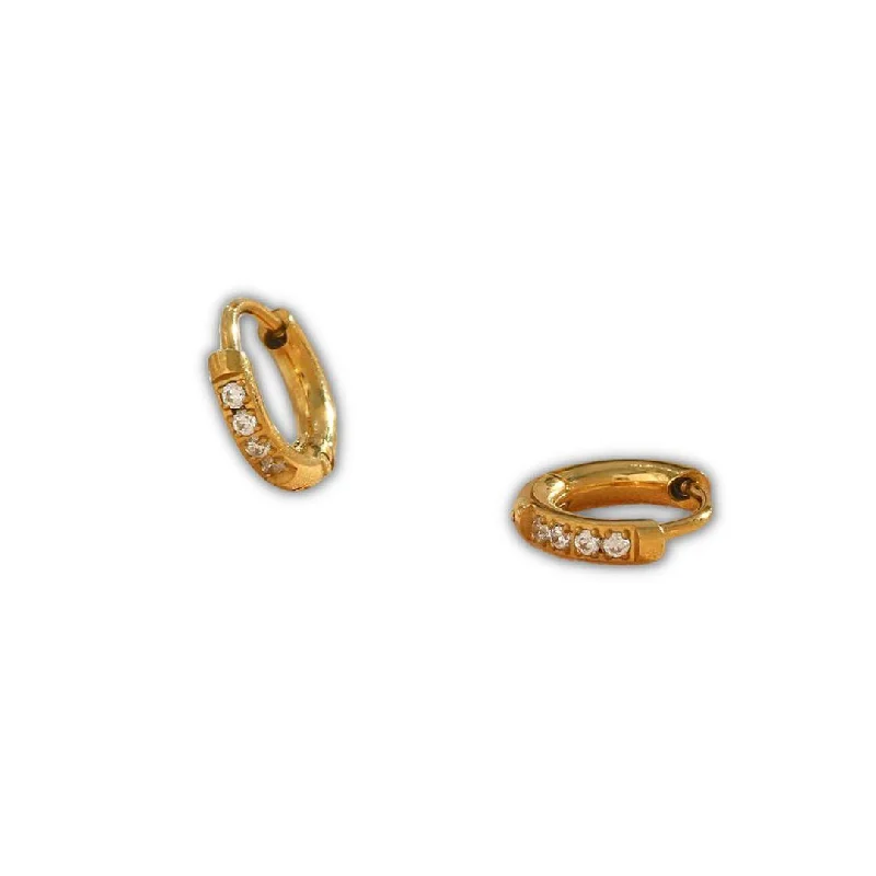 Drop Earrings for Prom Night -Pavé Hoop Huggie Earrings - Set of 2