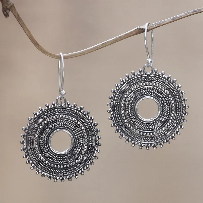 Drop Earrings for Concert Look -NOVICA Handmade Sterling Silver 'Dazzling Moons' Earrings (Indonesia)