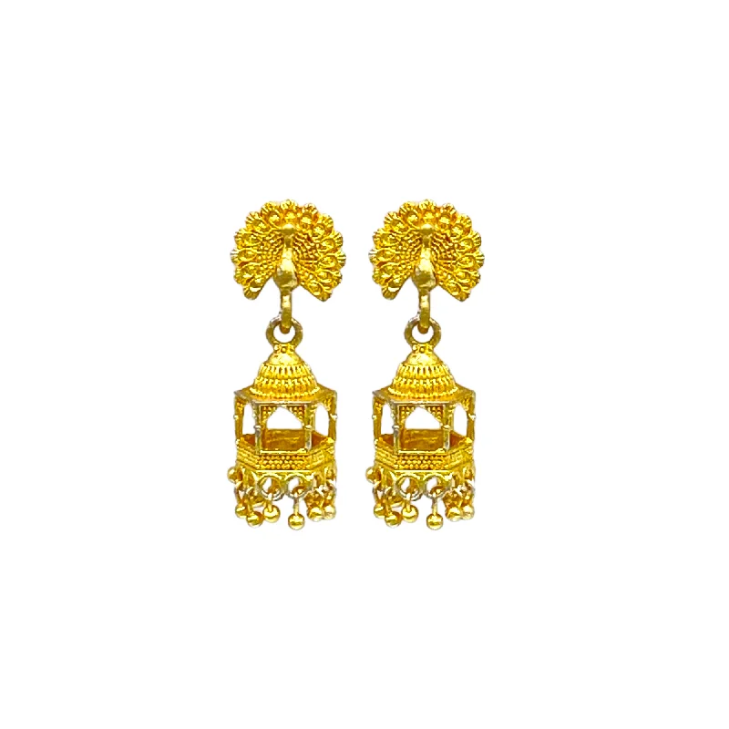 Drop Earrings with Infinity Symbols -Gold peacock head stylish Earrings