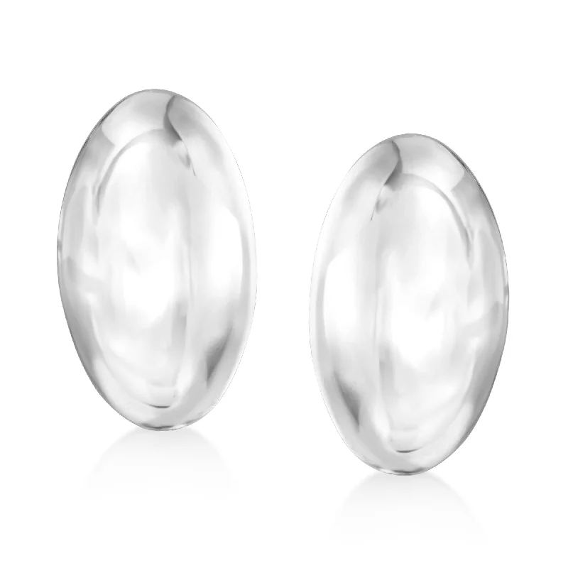 Drop Earrings for Formal Attire -Ross-Simons Italian Sterling Silver Oval Dome Earrings