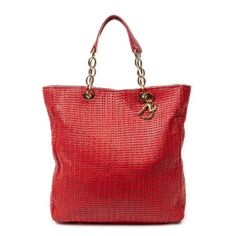 Handle bags with drawstring accents for style -Large Woven Soft Tote