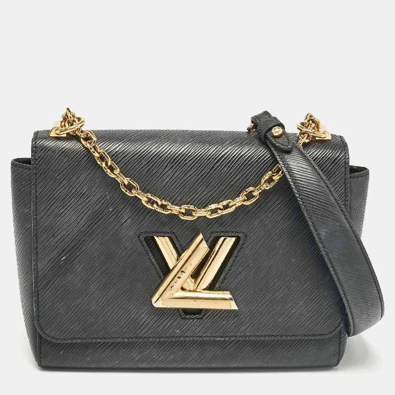 Handle bags with playful pom-poms for charm -Louis Vuitton Black Epi Leather Twist Mm Bag