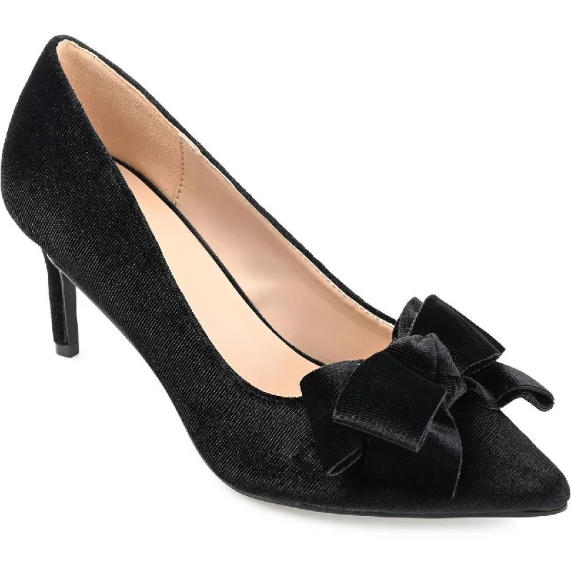 Elegant sandals for evening wear with crystal embellishments and high heels-Journee Collection Womens BHFO Faux Suede Pointed Toe Kitten Heels