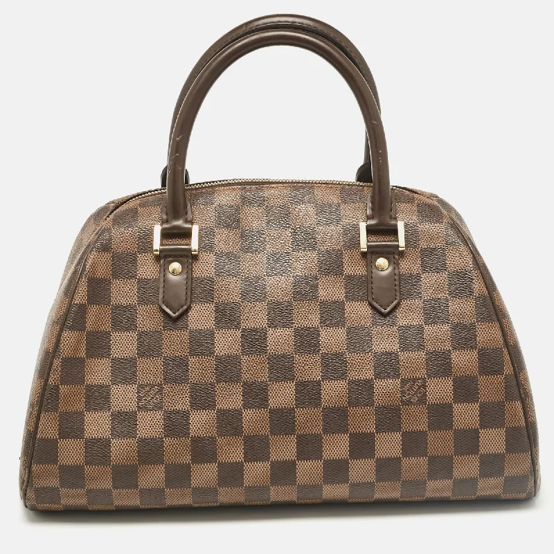 Handle bags with bold checks for trend -Louis Vuitton Damier Ebene Canvas Ribera Mm Bag