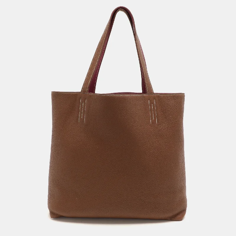 Handle bags with suede accents for texture -Hermes Tosca/alizan Togo Leather Double Sens Tote