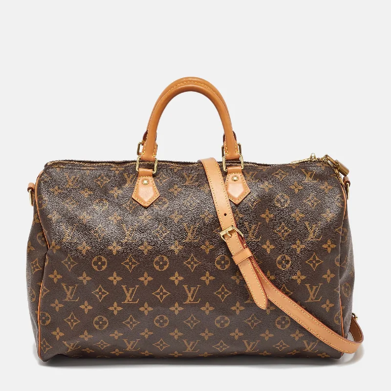 Handle bags with spacious pockets for travel -Louis Vuitton Monogram Canvas Speedy Bandoulière 40 Bag