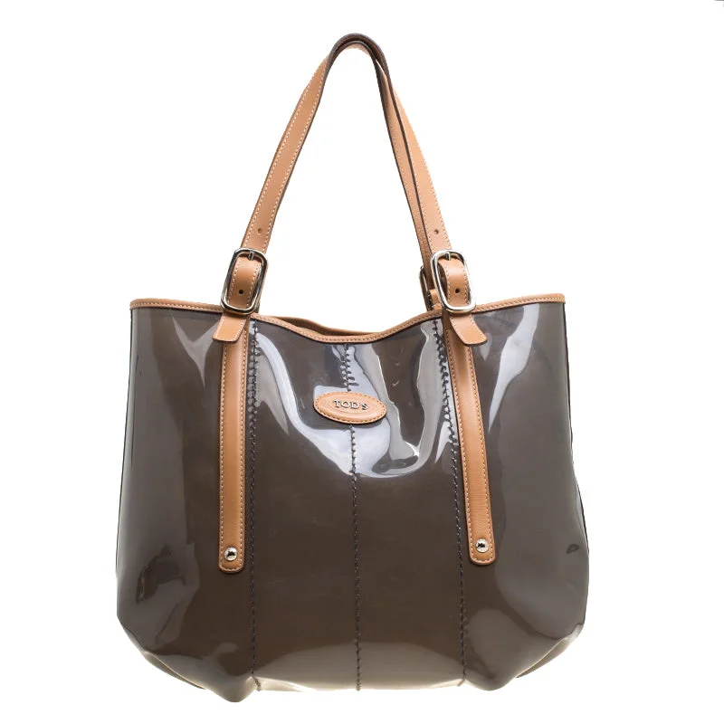 Handle bags with minimalist sleek silhouettes -Tod's Black/brown Pvc And Leather Tote