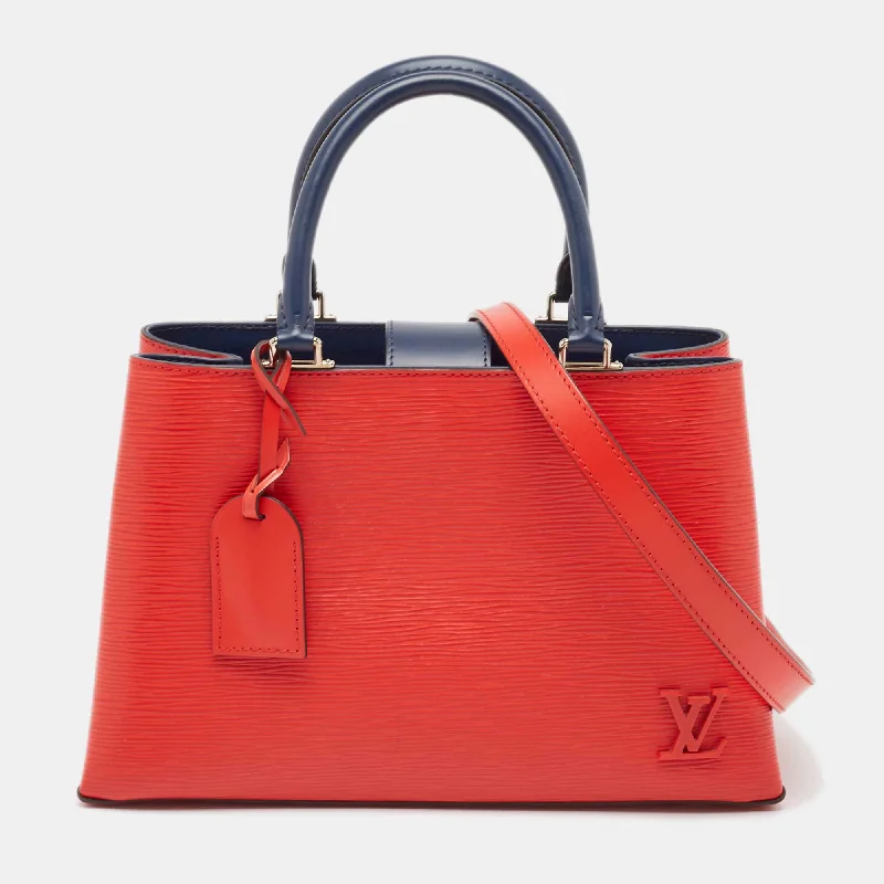 Handle bags with denim fabric for casual -Louis Vuitton Red Epi Leather Kleber Pm Bag