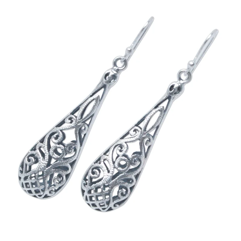 Drop Earrings for Yoga Session -Handmade Sterling Silver 'Tropical Pineapple' Earrings (Thailand)