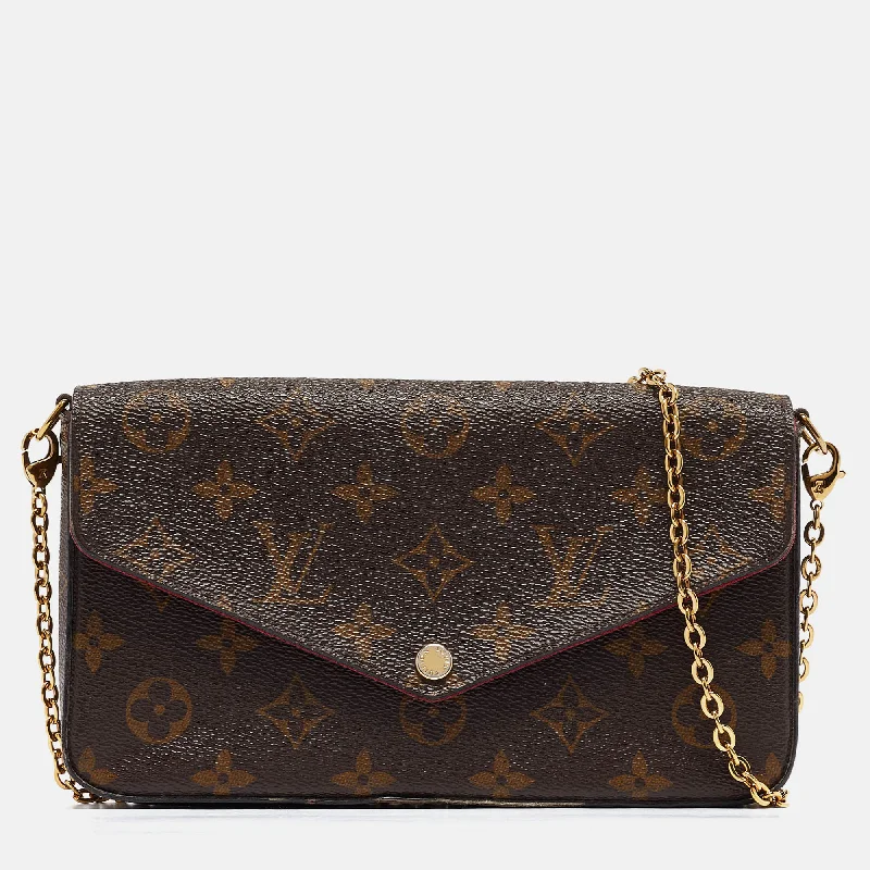 Leather handle bags for elegant daily carry -Louis Vuitton Monogram Canvas Felicie Pochette Bag