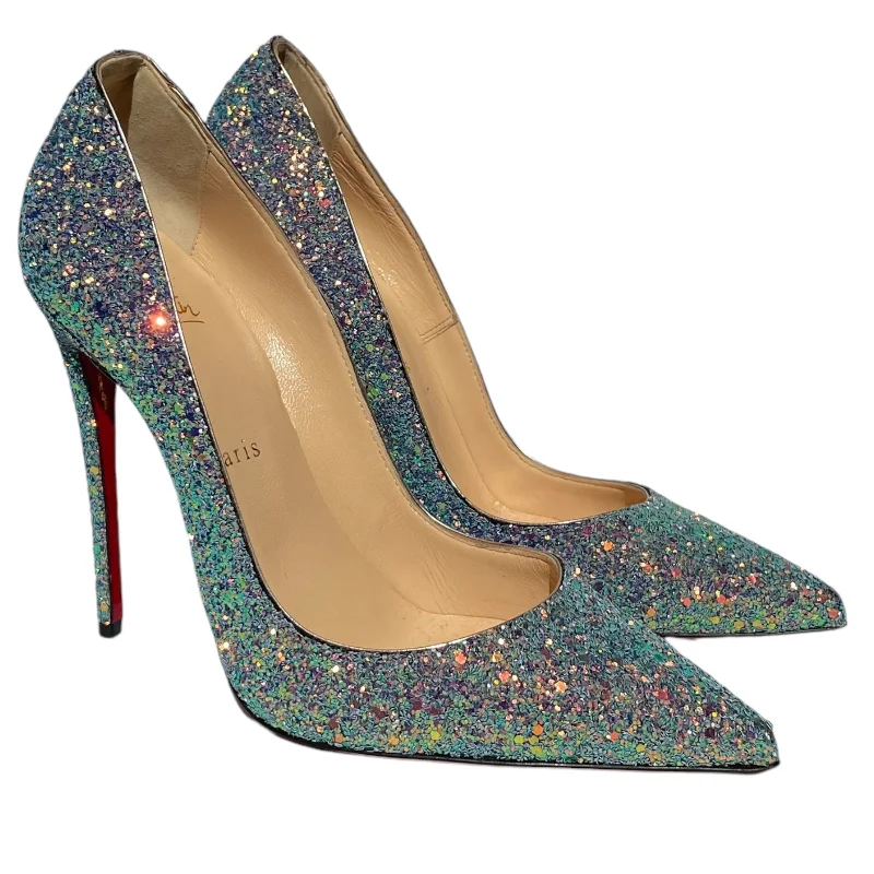 Fashionable sandals for women with ankle straps and chic metallic finishes-Christian Louboutin/Heels/US 7.5/Leather/SLV/LOUBOUTIN SILVER PVC HEELS