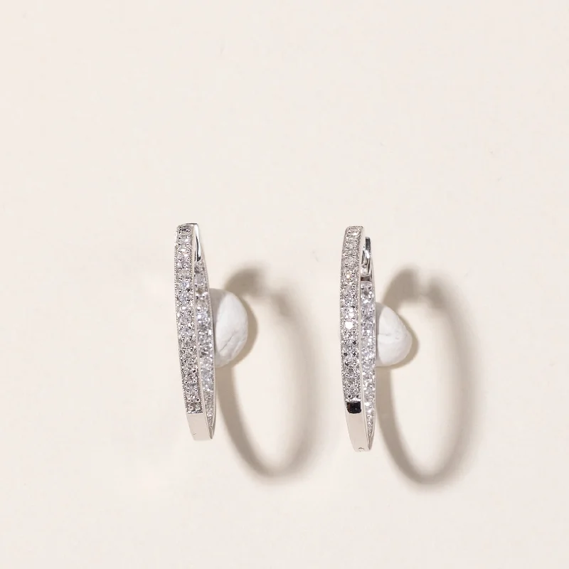 Hoop earrings with dangling charms for a playful and fun look-10k White Gold Diamond Hoop Earrings | 1.00ctw